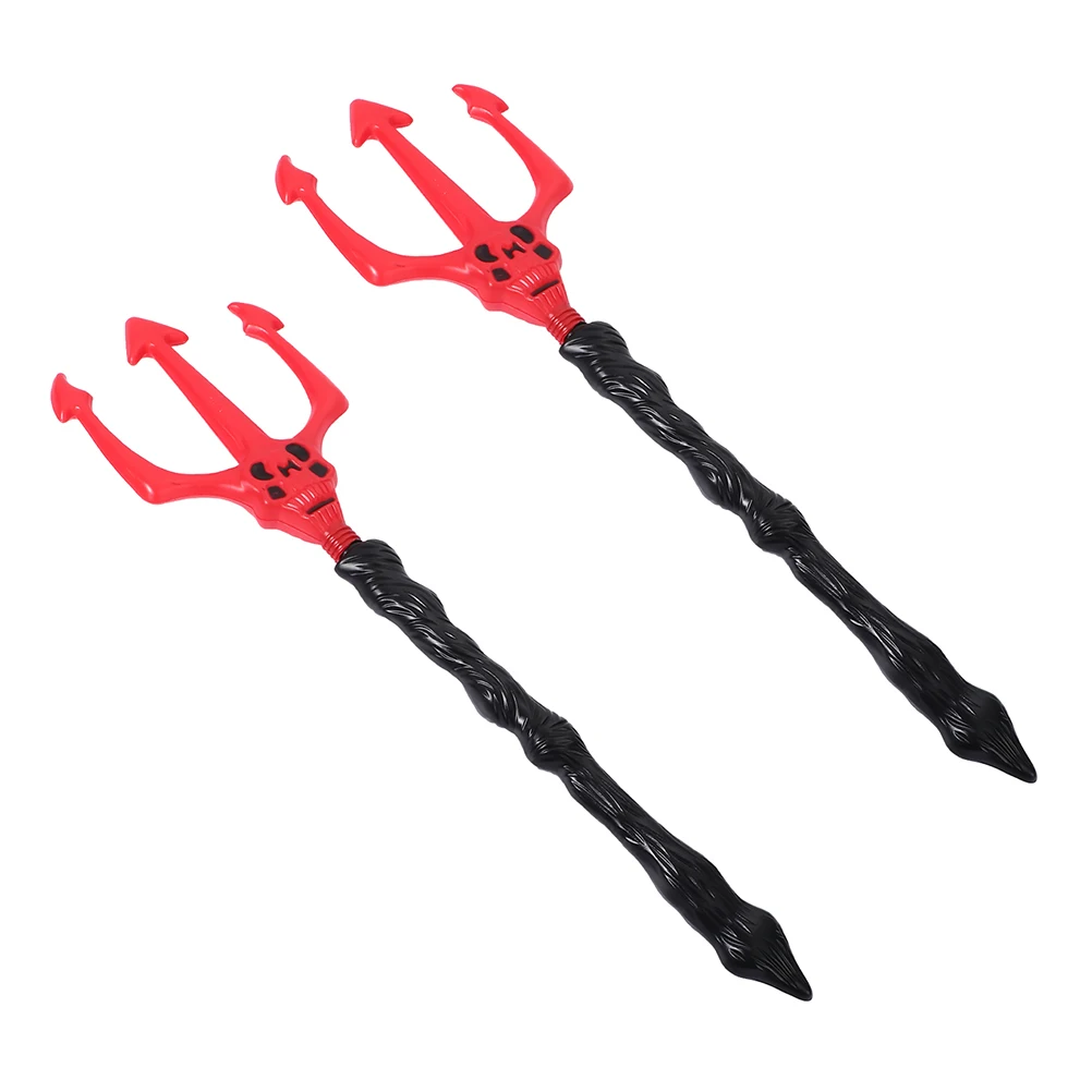 2 pçs simulação de halloween cosplay adereços tridente para festa palco desempenho leve traje plástico seguro