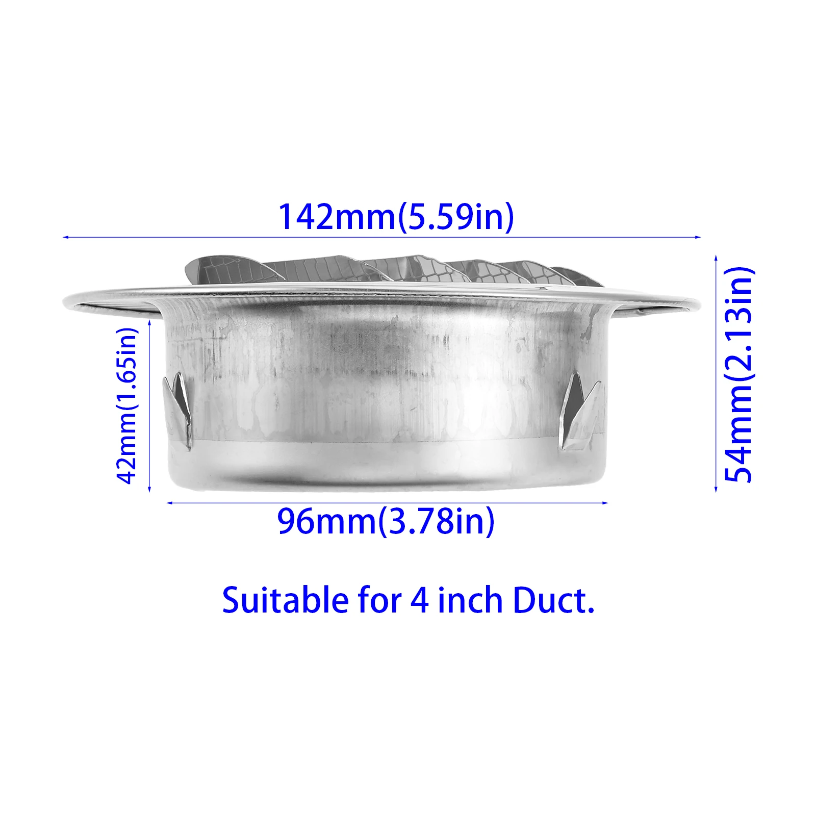 Rejilla de ventilación de acero inoxidable, protección contra insectos, conducto de pared Exterior para el hogar, cubierta de ventilación con pantalla de malla, 100mm/4 pulgadas, 2 uds.