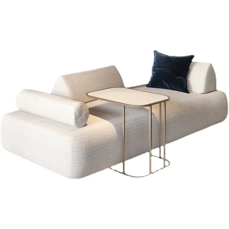 

Nordic light luxury minimalist fabric princess bed front and tail sofa bedroom bedside stool simple designer shoe changing b