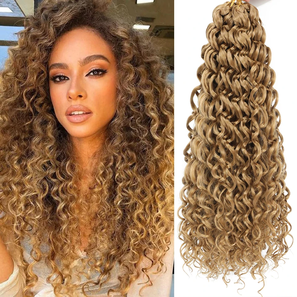 GoGo Curl Crochet Braids 18 Inch Ombre Water Wave Crochet Hair deep wave Braiding hair Synthetic Curly Crochet Hair Extensions