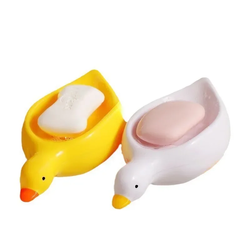 Cute Duck Soap Dish - Cartoon Plastic Drain Soap Box for Bathroom Decor and Household Use