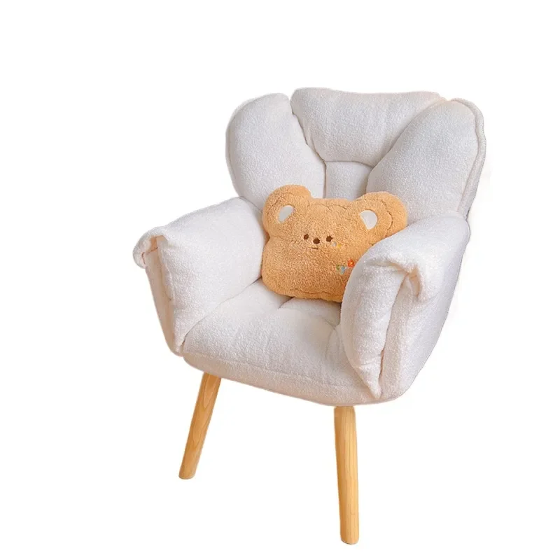 Lazy Sofa Computer Chair for Household Girls Bedroom Back Chair Can Sit and Lie Down Lamb Wool Balcony Leisure Recliner