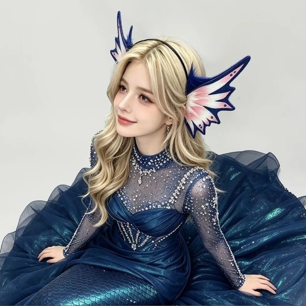 Lolita Elf Siren Mermaid Ears Headband Hair Hoop Animals Ears Fish Fin Hair Band Gothic Cosplay Headwear Female Hair Accessories
