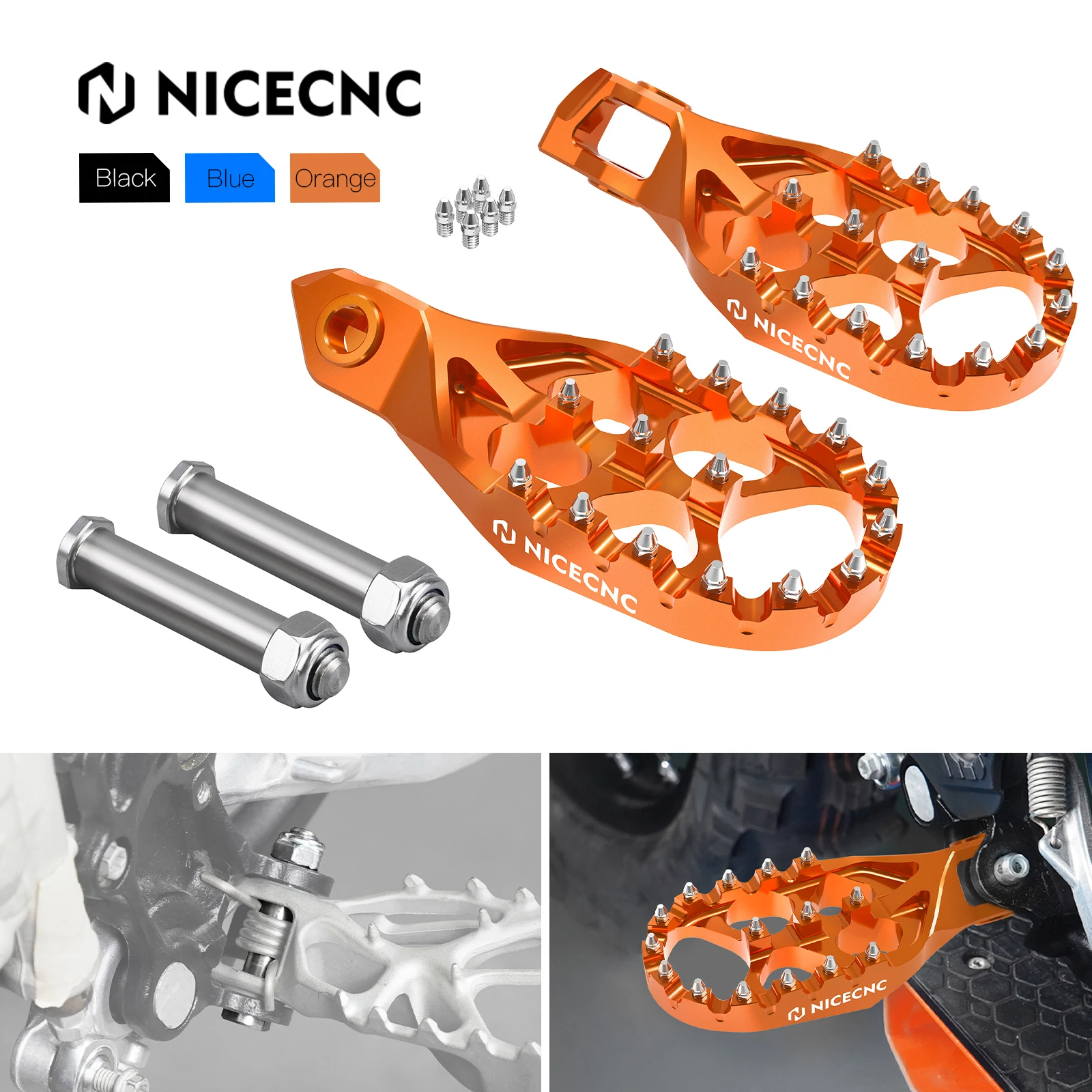 For KTM 2024 EXC 300 Forged Aluminum Foot Pegs FootRest Footpegs Rests EXCF 350 450 XCW 500 2024 SX 125 SXF 450 XC XCF 2023-2024