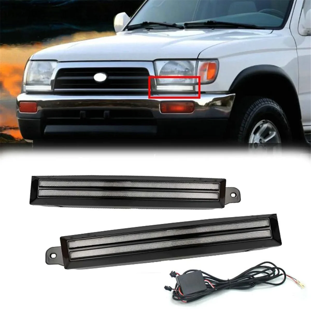 

LED Daytime Running Lights Fog Lights for Toyota 4Runner 1996-2002 Amber Sequential Turn Signal Light