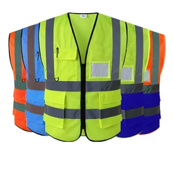 Hi Vis VIZ Excutive Vest High Visibility Reflective Mesh Vest Multi-pocket Safety Vest With Reflective Stripes Mens Summer Vestl