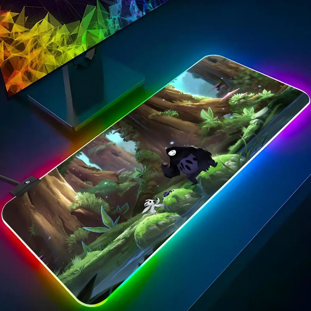 Imagem -04 - Ori e The Blind Forest Gaming Mouse Pad Tapete para Laptop Rgb Mousepad Teclado Retroiluminado Gamer Girl Almofadas de Mesa Xxl Atacado