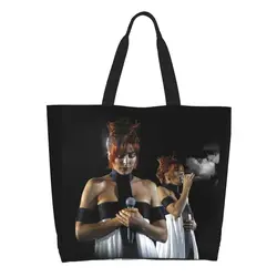 Mylene Farmer-bolsos de mano de compras con estampado Kawaii, bolso de hombro de lona de reciclaje, bolso de mano de cantante francesa