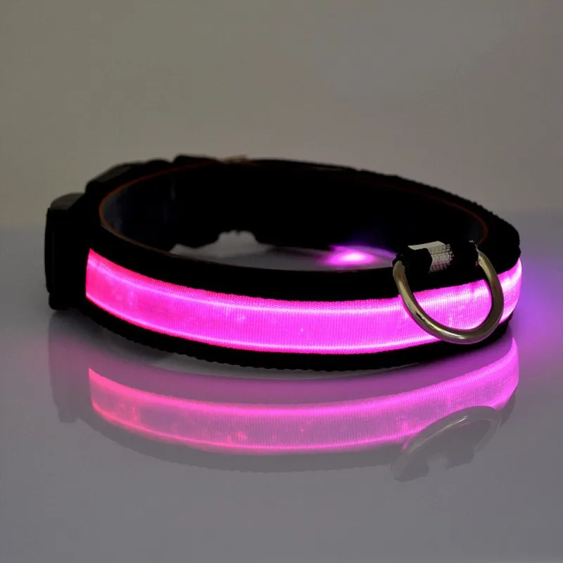 USB Charging Led Dog Collar Nylon Light Up Collar Fashion LED Glowing Dog Collar Adjustable Pet Products S-XL