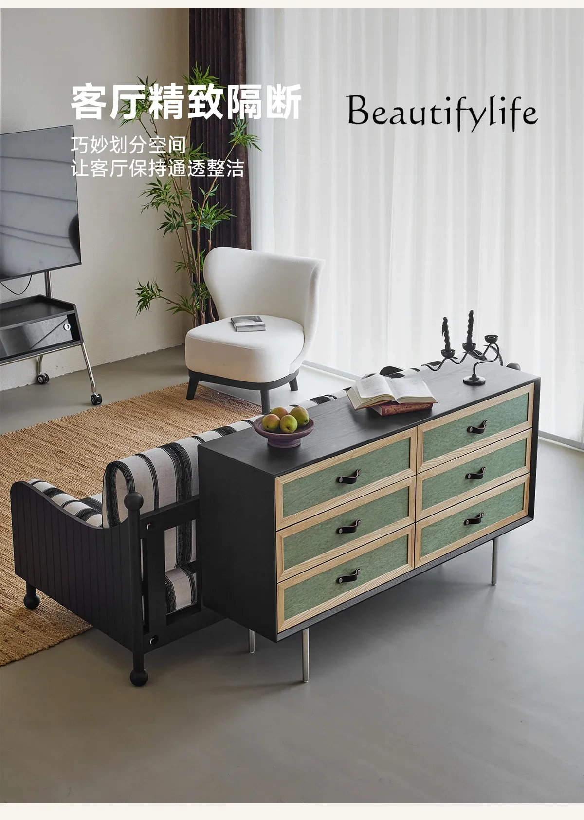 NN خشب الصندل الخفيف متوسط الطراز القديم خزانة جانبية من الخشب الصلب لغرفة النوم بجانب السرير وخزانة مدخل غرفة المعيشة #6