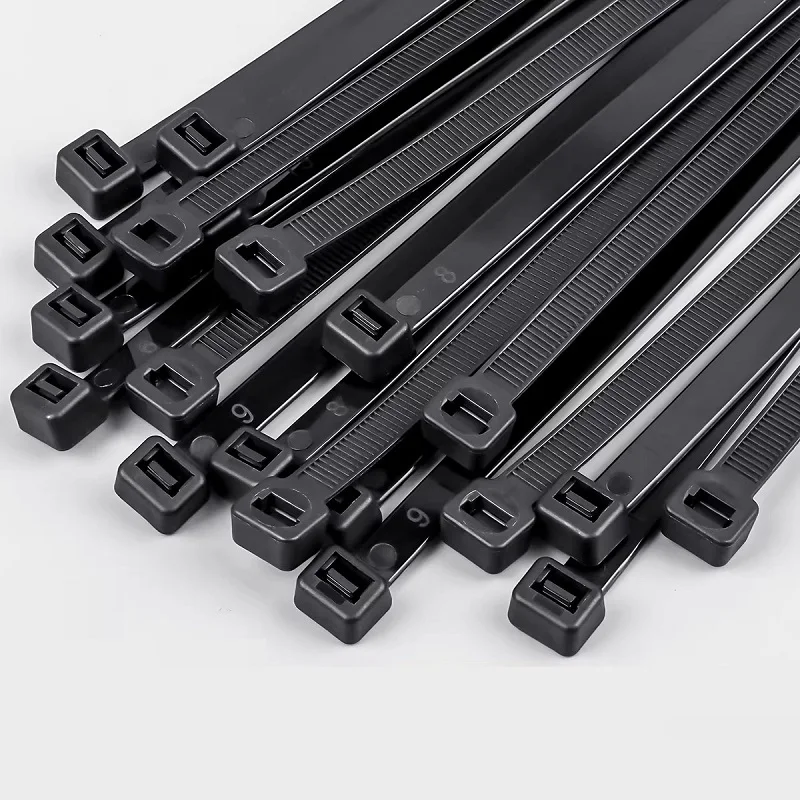 Selbstsichernde schwarze Nylon-Kabelbinder, Befestigungsring, Zip-Wrap-Band-Set, Kunststoff-Kabelmanagement für Elektronik