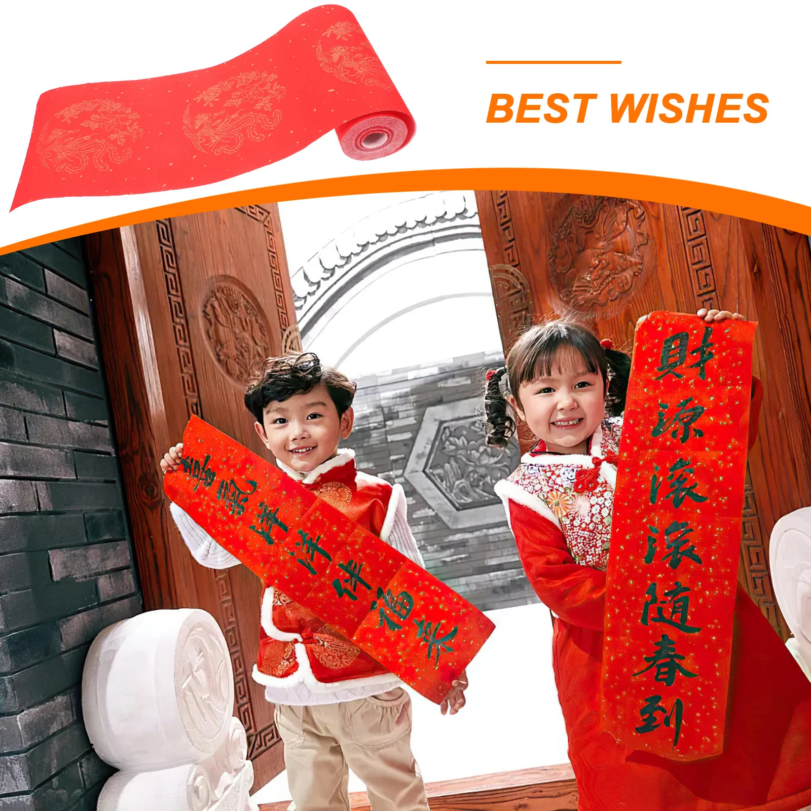 Papel de caligrafia vermelho decorativo para festival de primavera, escrita de caracteres e dísticos chineses, papel de construção vermelho diy