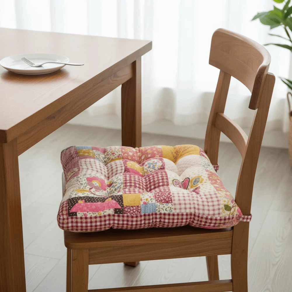 Washable Rustic Floral Print Korean-Style Tatami Cushion Cotton Filling Non-slip Seat Pad Square Thickened Chair Mat Student