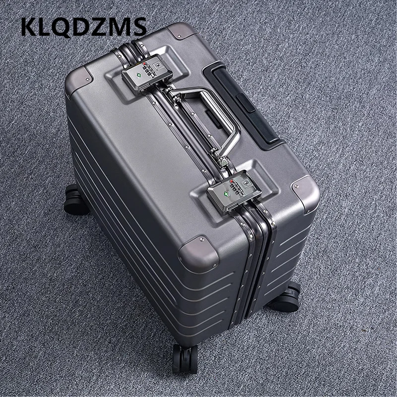 

KLQDZMS Мужской чемодан, новый 18-дюймовый полностью алюминиево-магниево-магниевый сплав, чемодан на колесиках, деловой посадочный ящик, дорожный чемодан