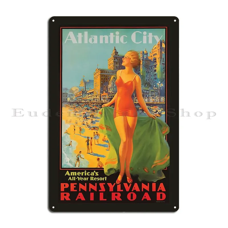 Atlantic City Metal Sign Cave Personalized Wall Mural Wall Plaque Vintage Tin Sign Poster