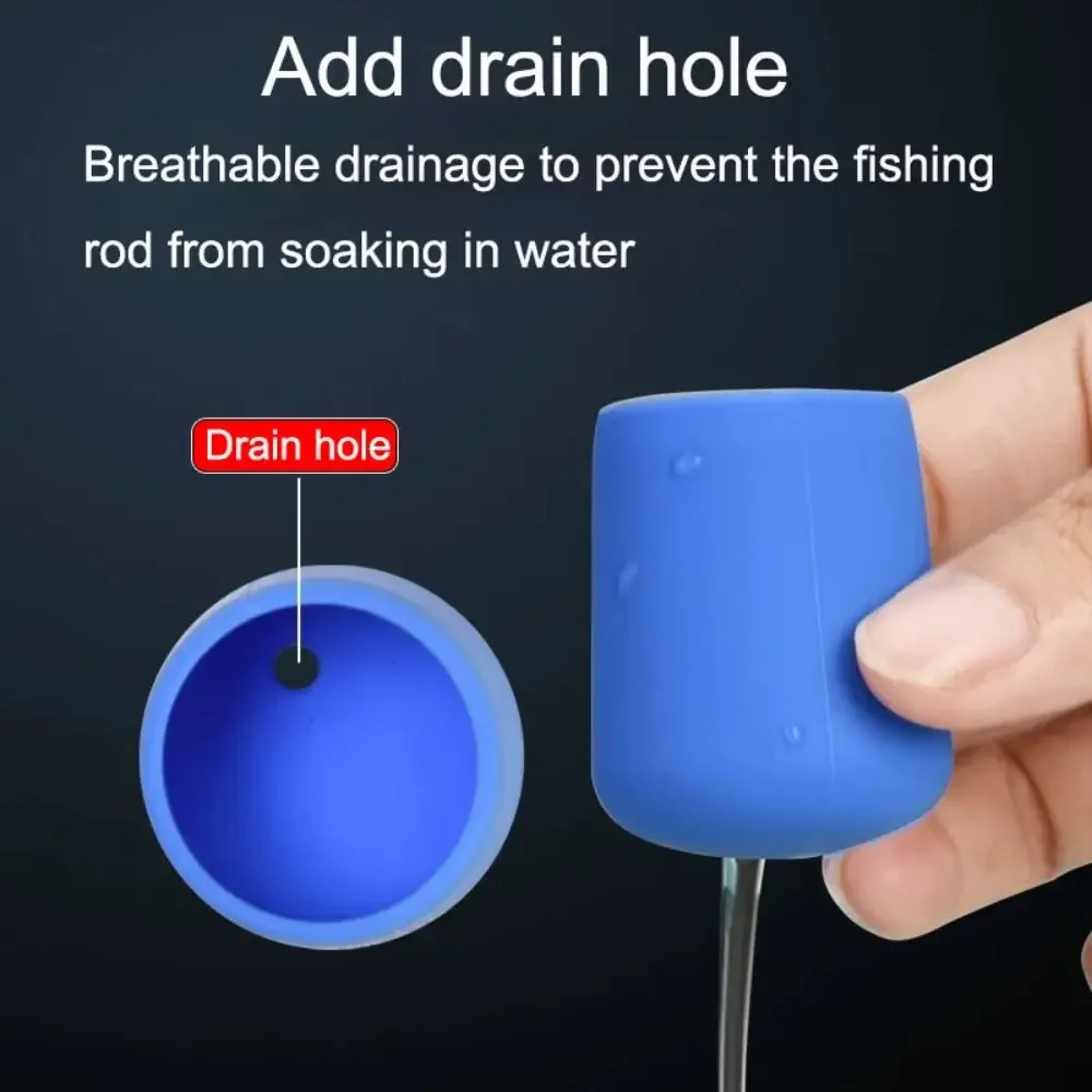 Fishing Rod End Cap Fishing Rod Handle Protective Case Silicone Lure Rod Bottom Protector Fishing Accessories