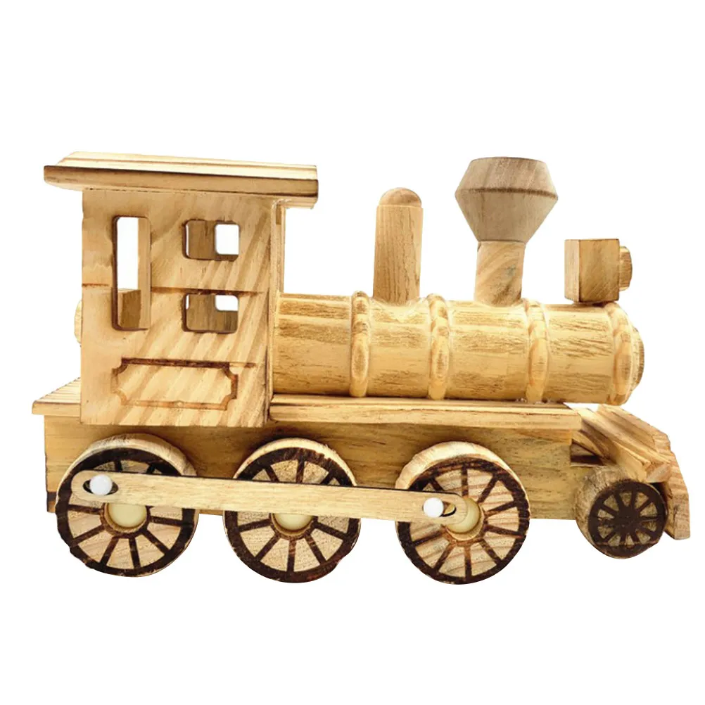 

1Pcs Wooden Locomotive Retro Craft Home Decoration Wood Desktop Adornment Creative Ornament for Photo Prop