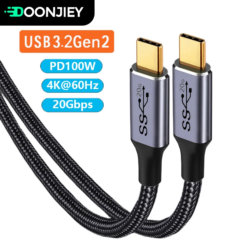 USB 3.2 Gen 2 Type C to USB C Cable 20Gbps Type-C Cord 4K UHD PD100W Fast Charging Data Wire for iPhone 15 MacBook Galaxy S20