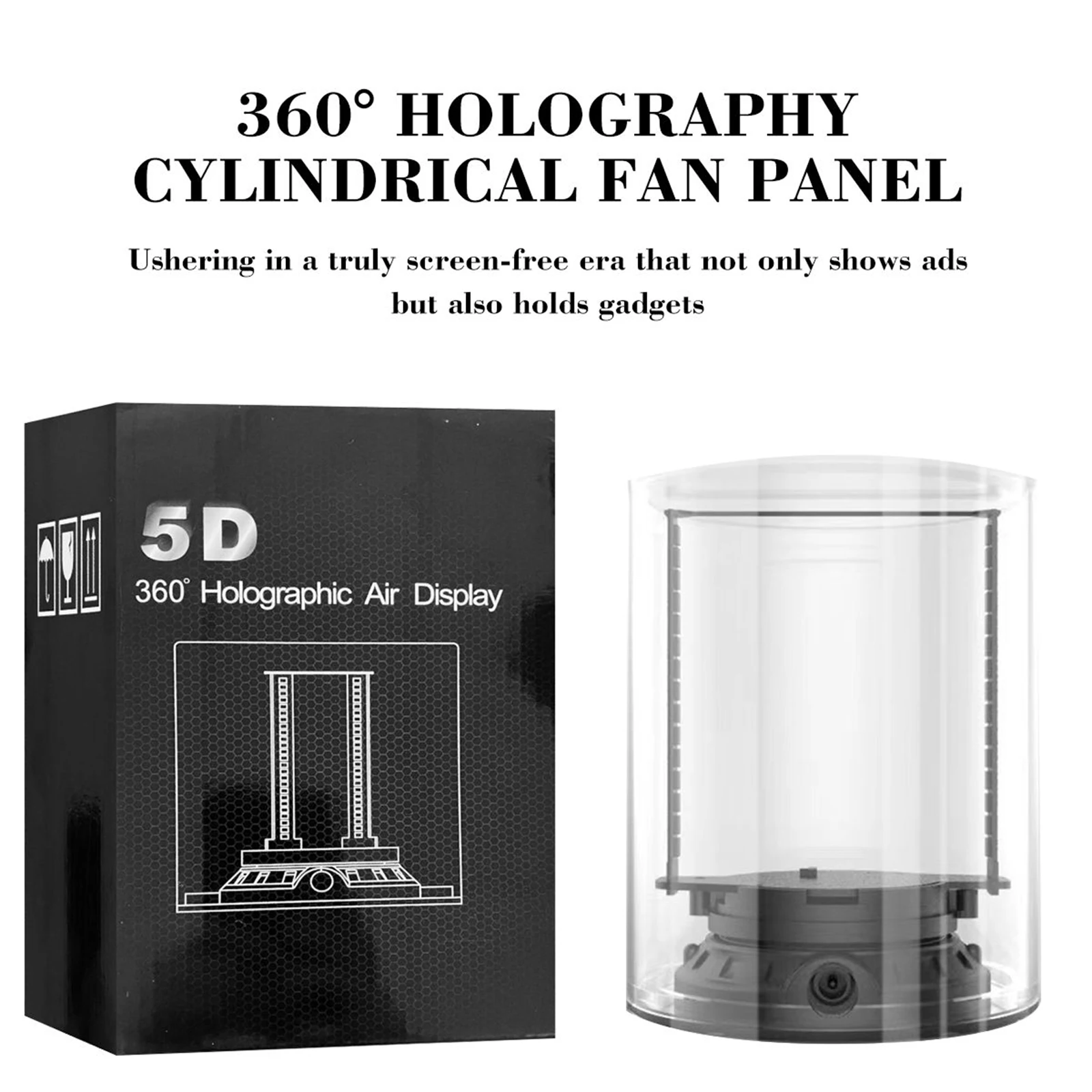 5D Hologram Projector Fan 360 Degree Viewing Angle Cylindrica Screen Advertising Display Machine LED Light Beads WIFI Control