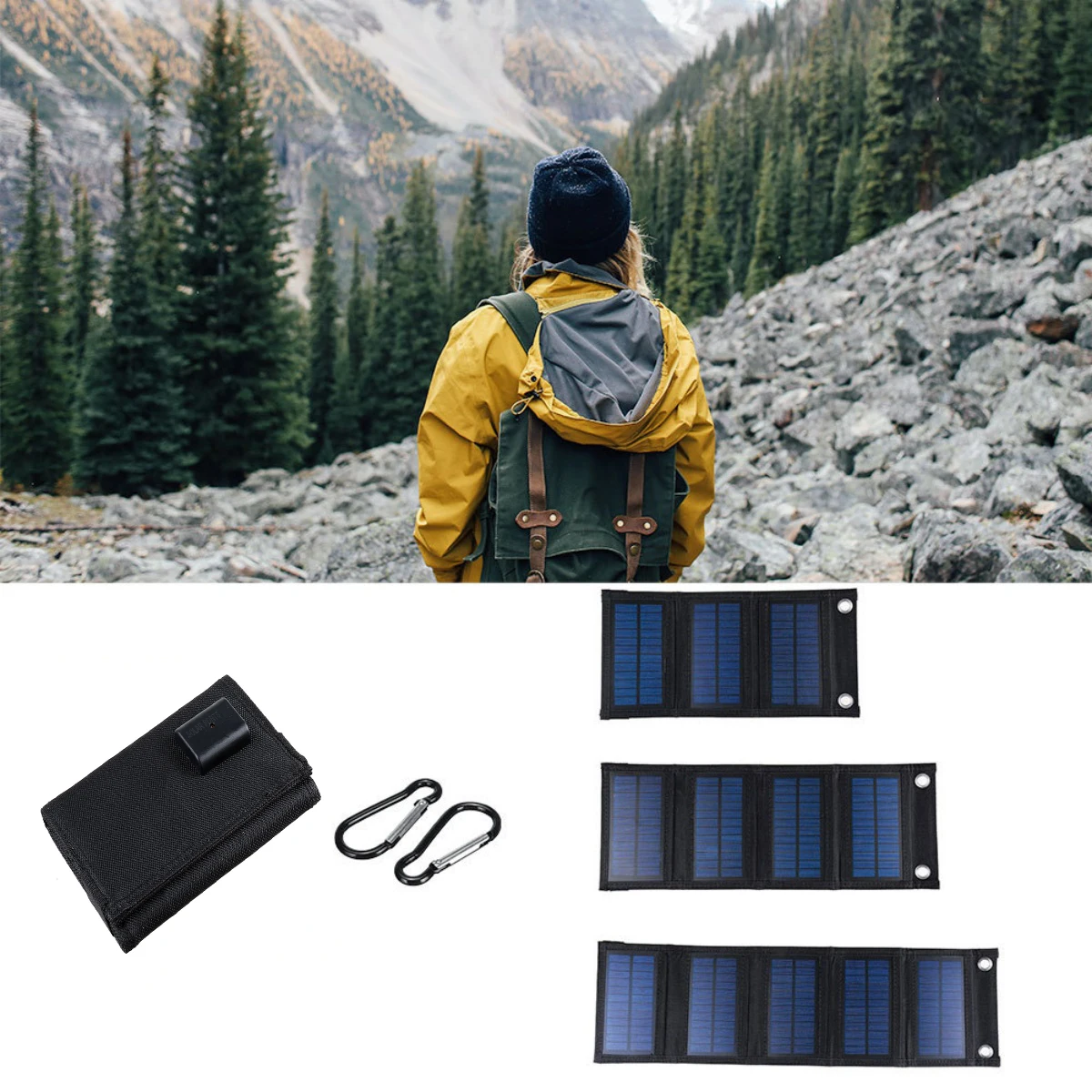

14W 12W 10W Foldable Portable Solar Panel USB Charger Mobile Phone Charging Power Bank Supply Outdoor Waterproof Camping Hiking