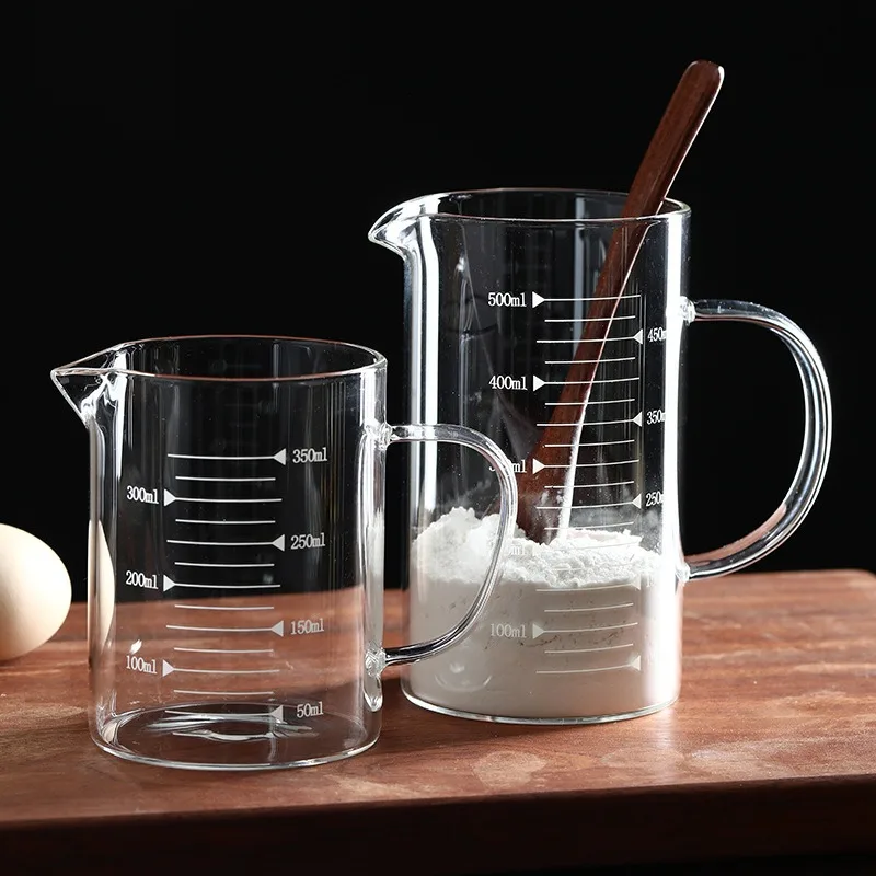 

High Borosilicate Heat-resistant Transparent Glass Measuring Cup with Scale, Household Thickened Milk Measuring Cup