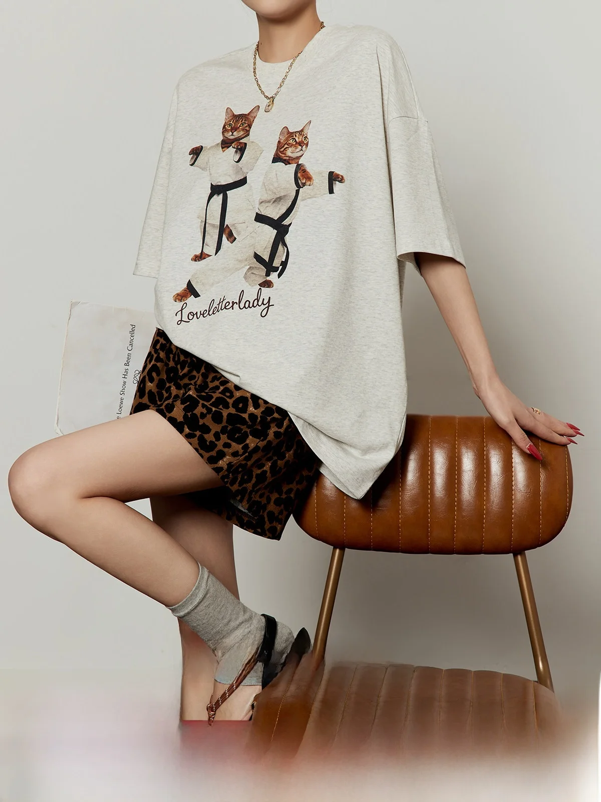 

Summer New Loose Design Women's T-shirt Short Sleeve Karate Print Casual Style Comfortable Breathable Soft Fabric Top