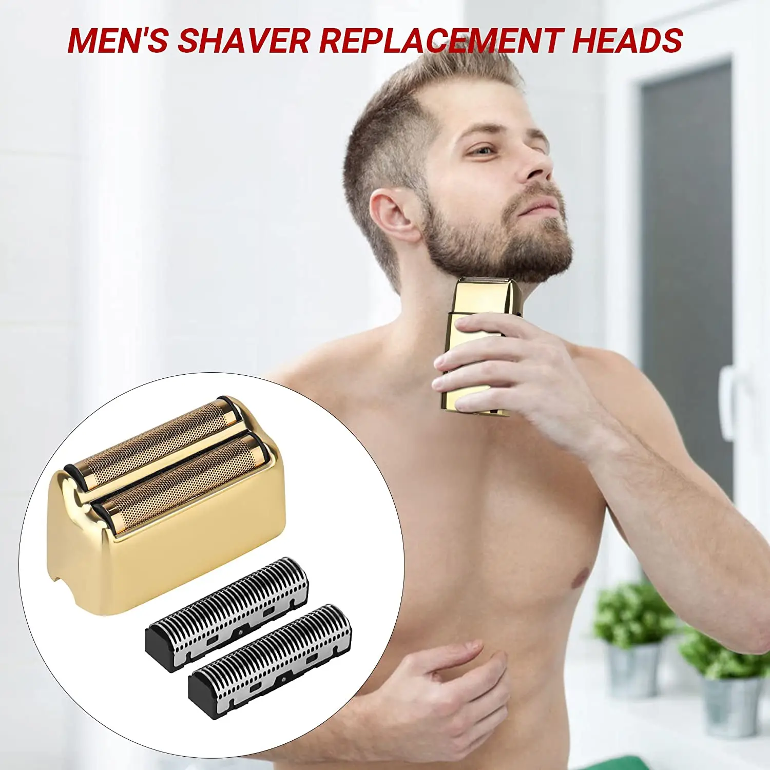 Professional Replacement Foil and Blades Set For BaByliss PRO Barberology Cordless Metal Double Foil Shaver FXFS2,Gold