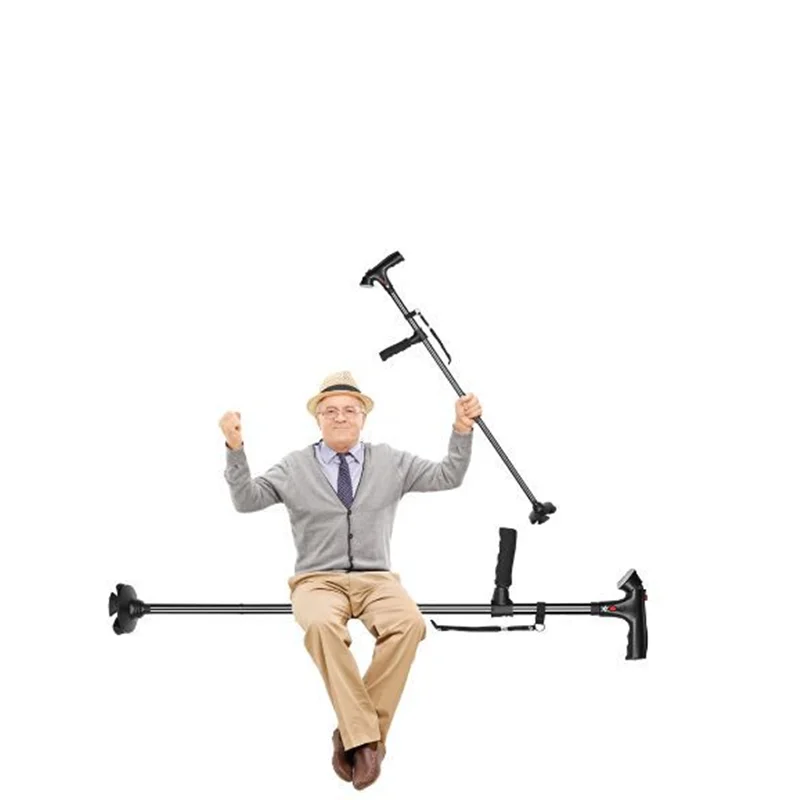 Mobility Aids LED Lightweight Cane Collapsible Telescopic Folding Crutch Elder Cane LED Walking Trusty Sticks Gifts For Parents