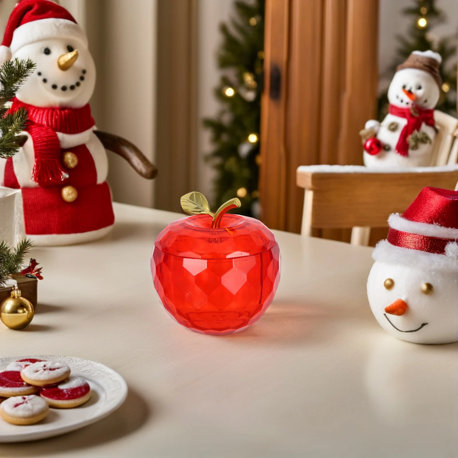 

Large Christmas Candy Storage Container Plastic Apple Shaped Jar For Holiday Treats Classroom Decor Packaging Box Party