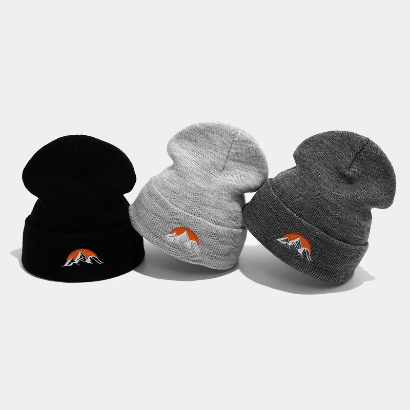 Lässige Mützen für Männer und Frauen, modisch, bestickt, Straße, Strickmütze, Winter, warm halten, Skullies-Hüte, Motorhaube – Detail 2