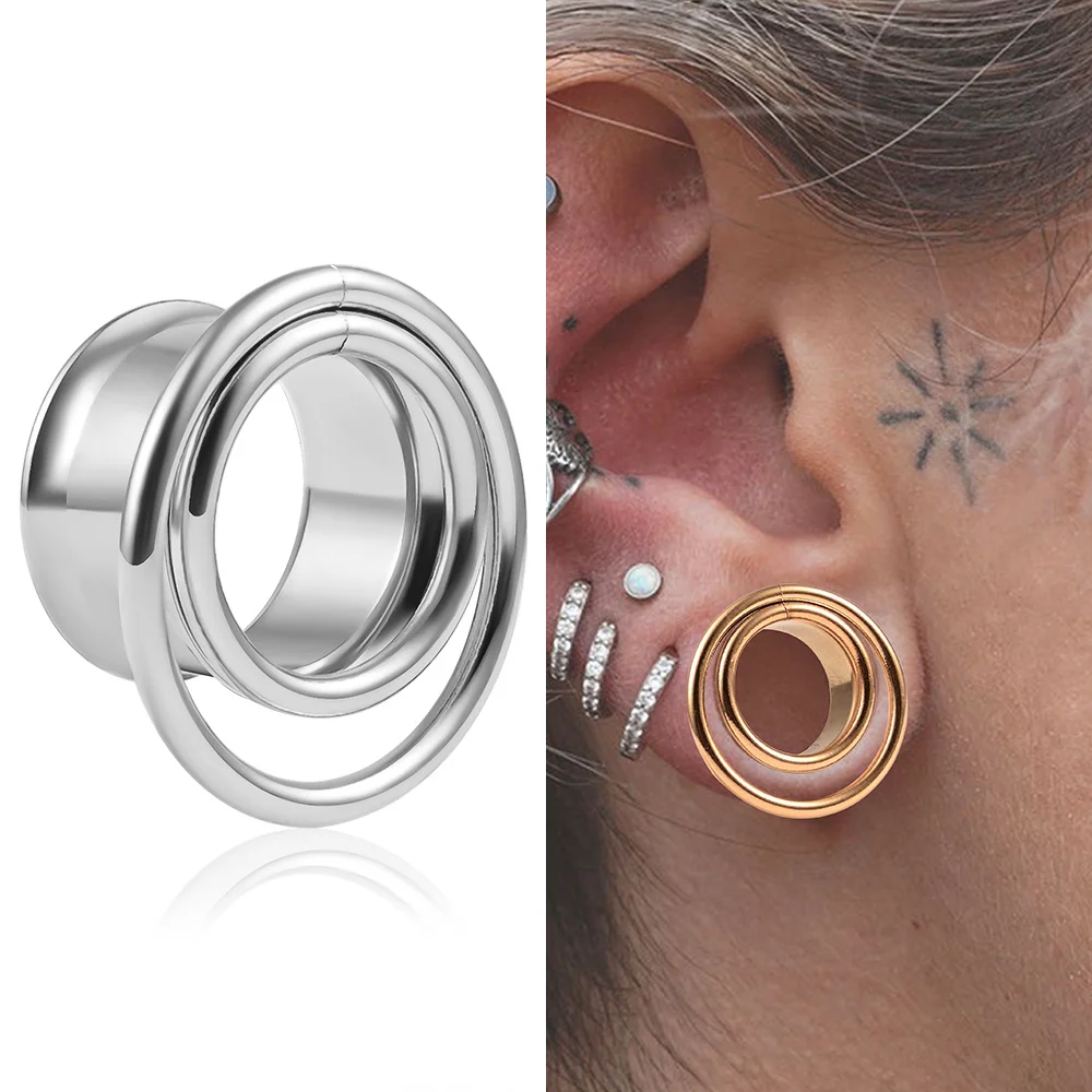 

Vankula Simple Stainless Steel 0g 2g Round Plugs Ear Gauges Tunnels Piercing Expander Stretchers Fashion Body Jewelry