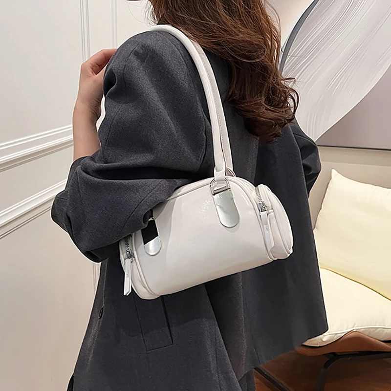 Texture Pu Leather Women Red Underarm Bags 2024 New Simple Versatile Tote Bag Fashion One Shoulder Shopping Travel Commuter Pack