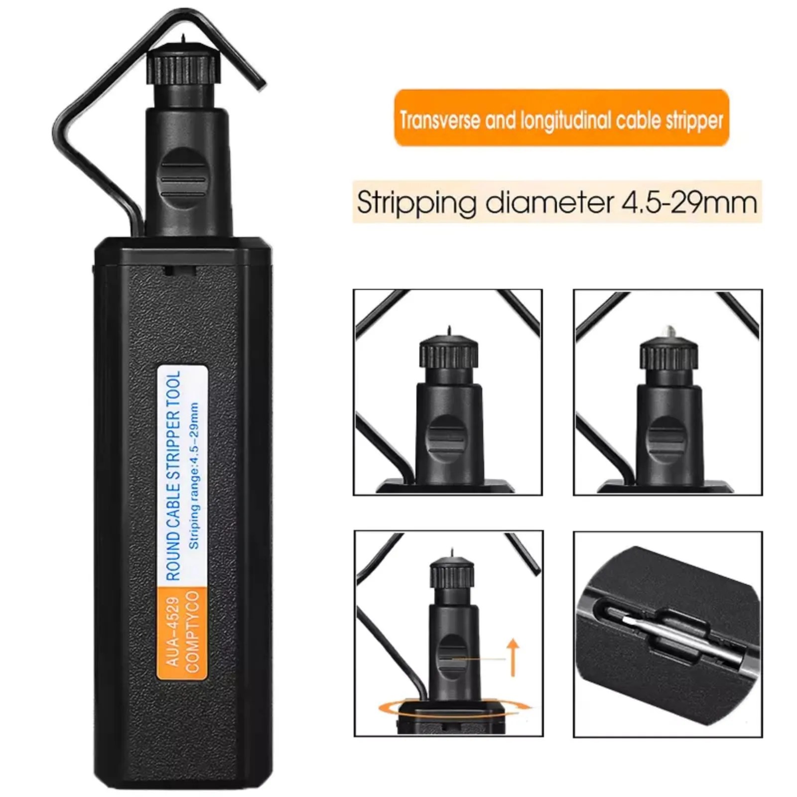 For 4.5mm-29mm Professional Round Optical Fiber Cable Stripper 1PCS Brand New