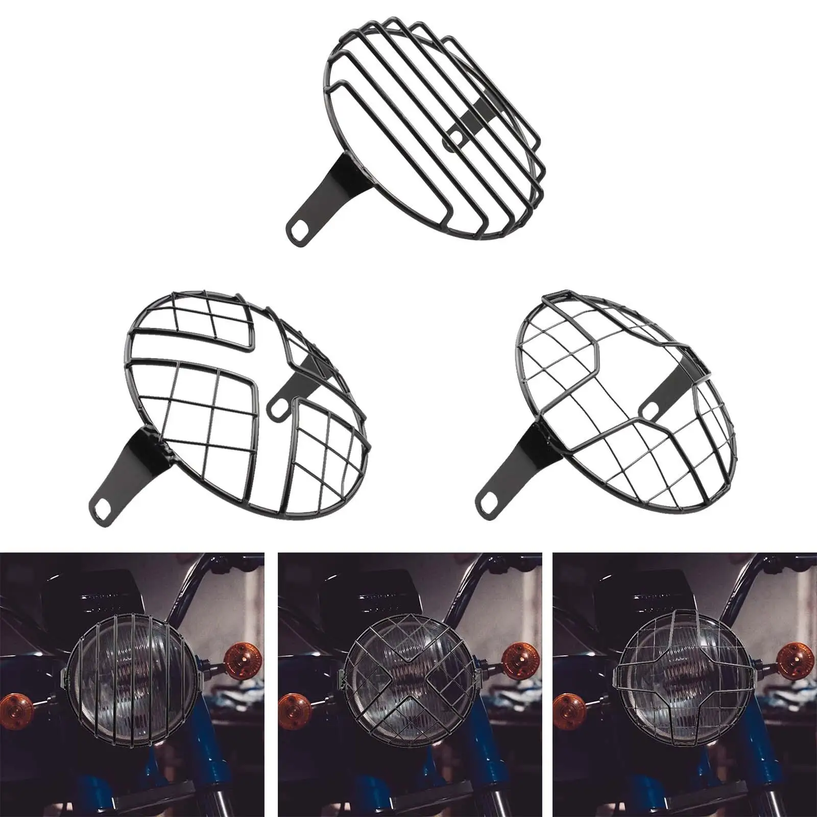 

Universal 5.75 inch Motorcycle Headlight Grill Guard Round for Retrofit