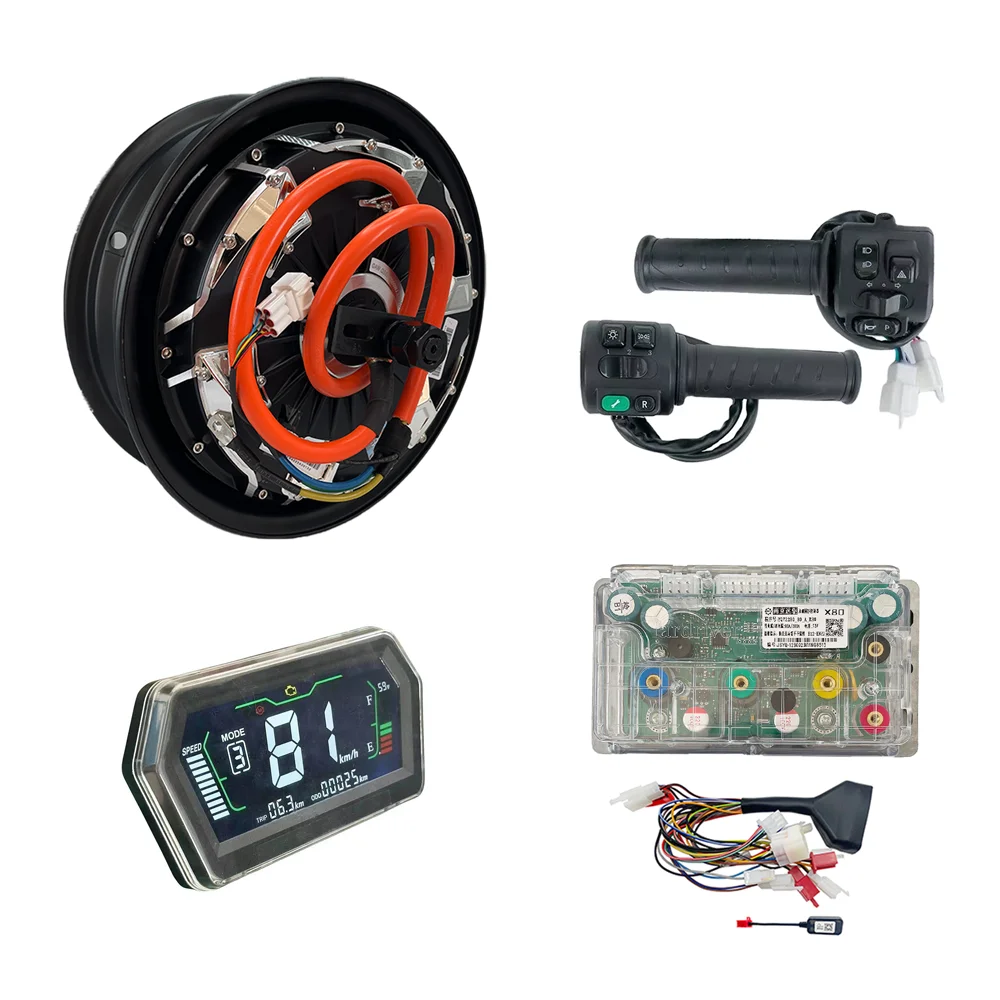 QSMOTOR 12-Inch 2000W Brushless Motor With ND72X80 Controller LCD Speedometer Waterproof IP55 DC48V Reach 80km/h 3000RPM