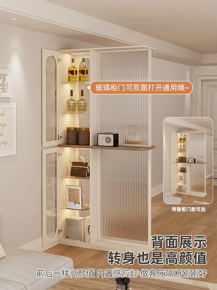 solid wood high-end staircase entrance,  Changhong glass partition, and  entrance blocks  feng shui screen.