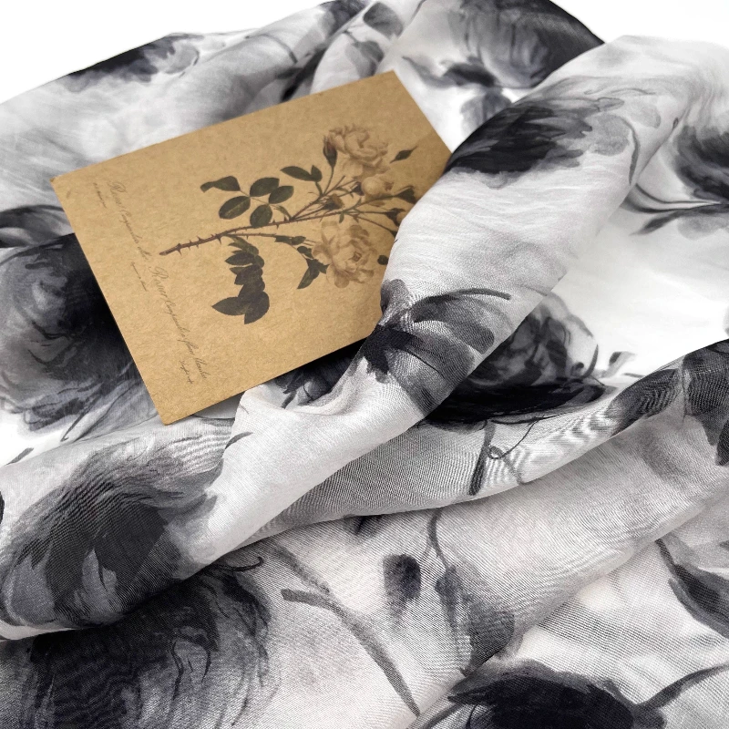 

Шелковая лиоцелловая льняная ткань, прозрачная богемная блузка с принтом черной розы, платье Cheongsam, материал весна-лето, роскошная одежда, текстиль