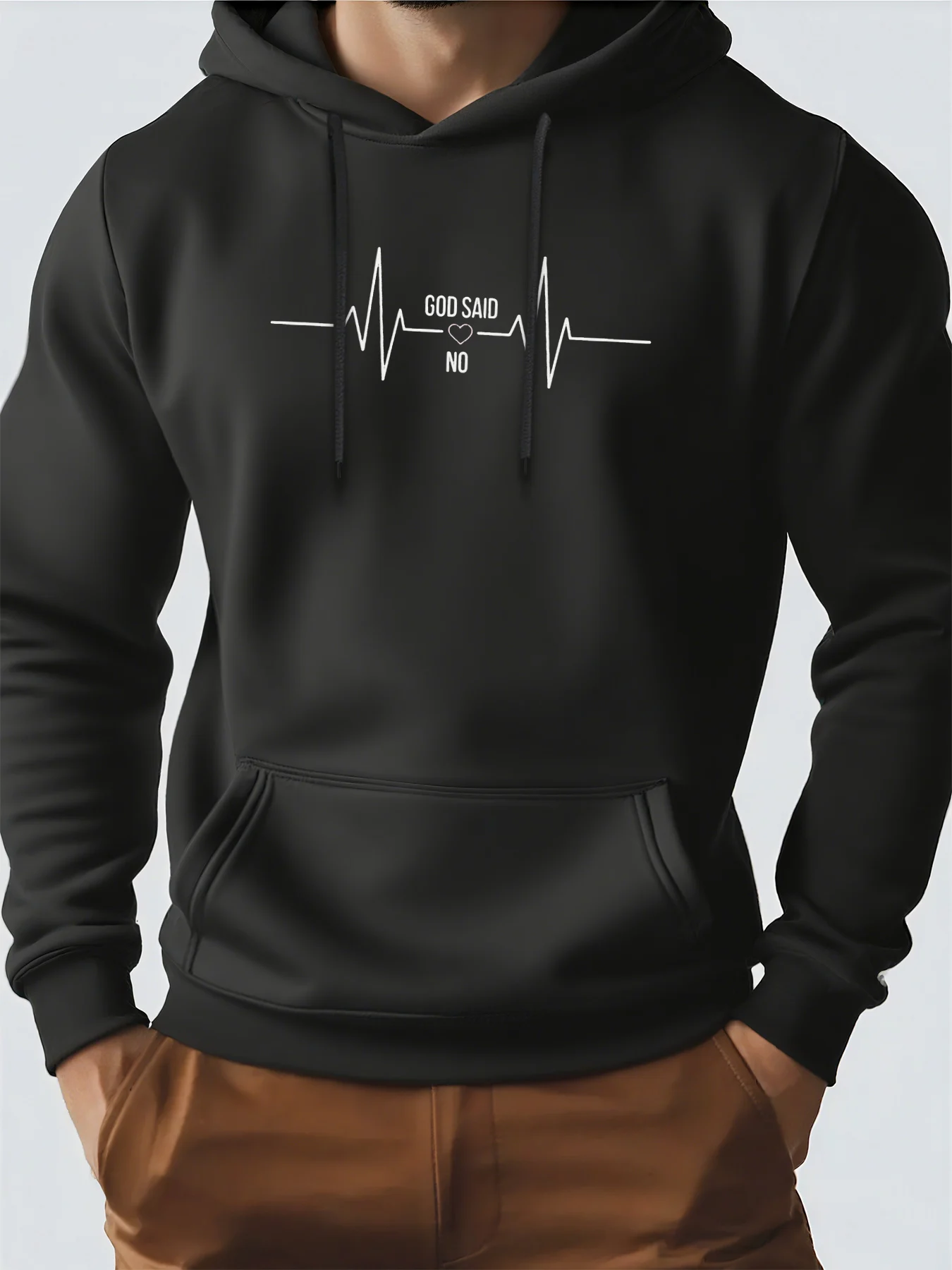 Sudadera con capucha para hombre, ropa de calle, sudaderas con capucha con diseño de latido del corazón, regalo ideal para hombre, adecuada para usar en primavera, otoño e invierno