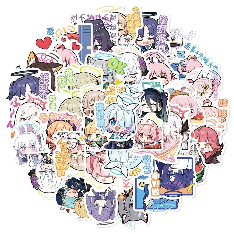 50PCS Anime Blue Archive Takanashi Hoshino Girl Stickers For Laptop Guitar Phone Lage Waterproof Graffiti Helmet Car Decal