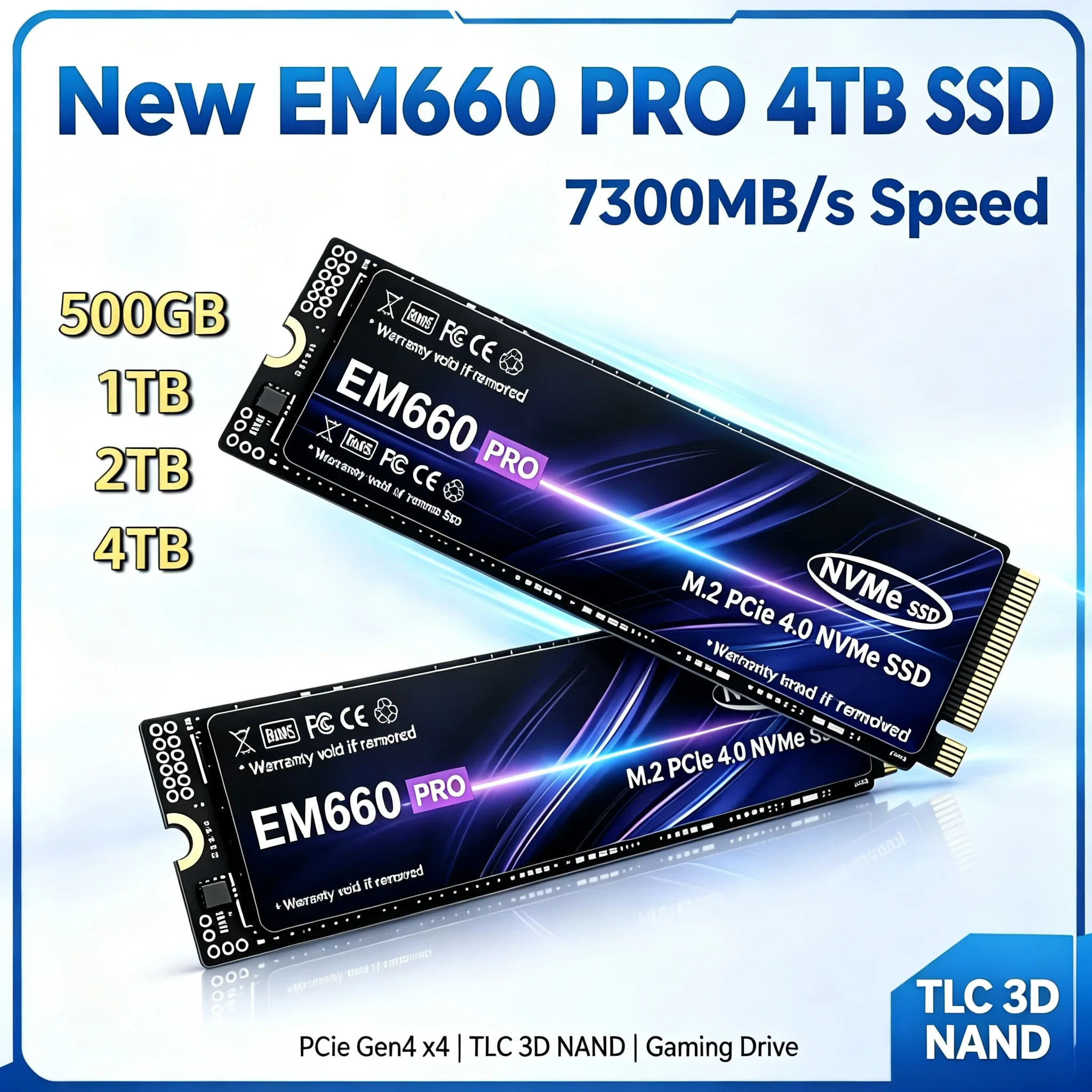 2026New EM660 1TB 2TB 4TB PCIe Gen4 NVMe M 2 SSD 7300MB s High Speed  Drive For Laptop Desktop PC OEM Original