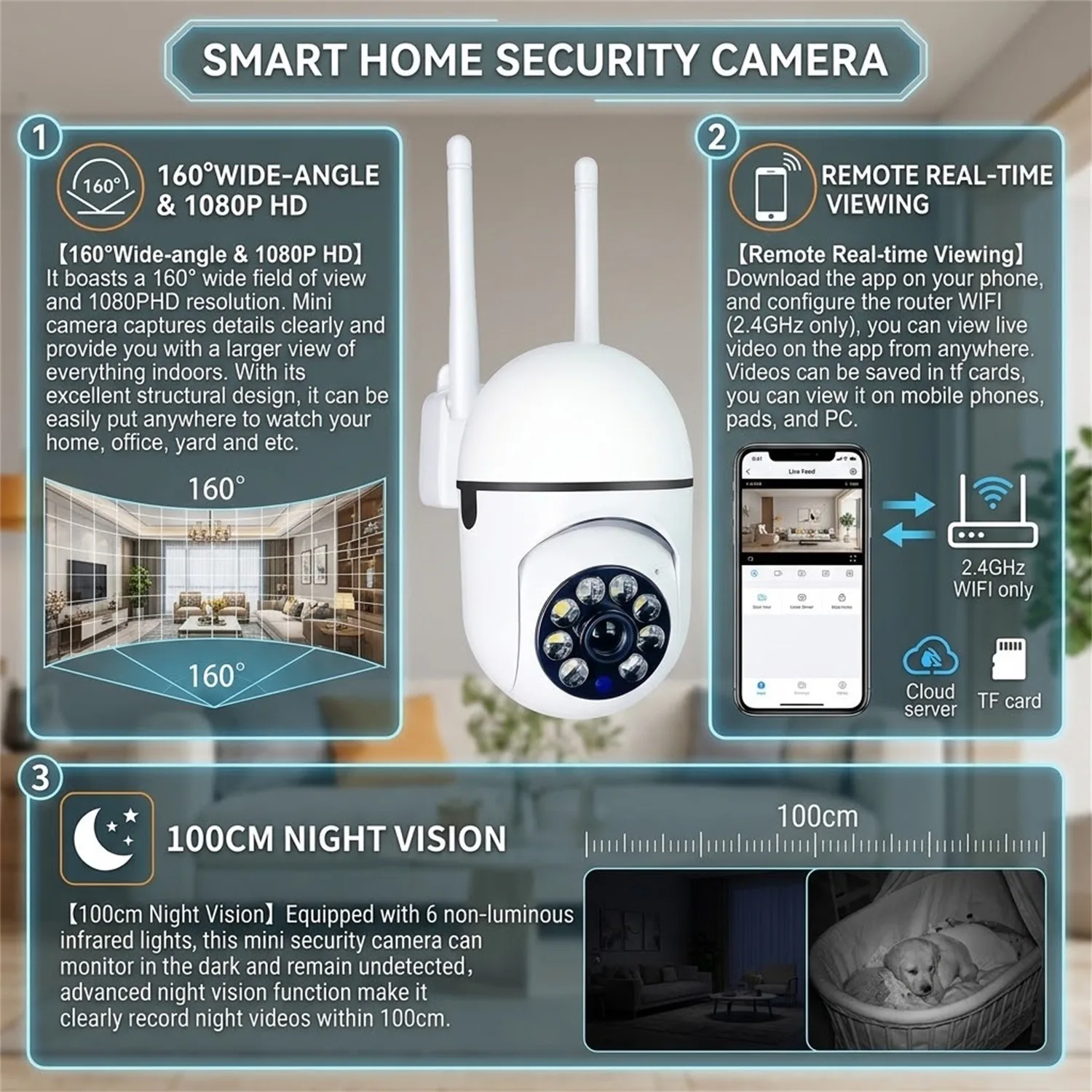Wireless PTZ Camera HD 1080P Color Night Vision Wifi IP Camera Outdoor Ai Auto Tracking CCTV Surveillance Cam
