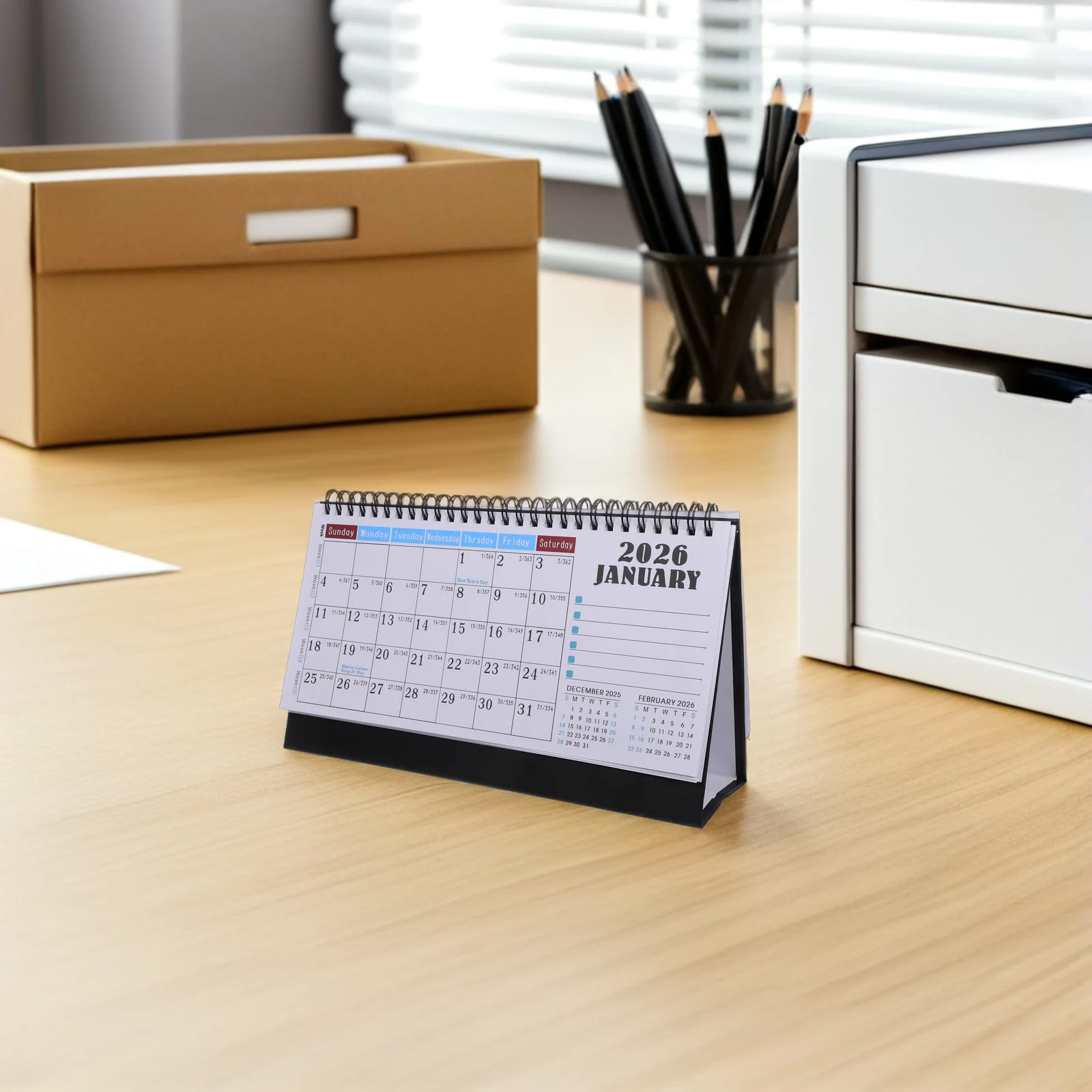 

2pcs Simple Desk Calendar 2026 Office Home School Compact Block Thick Paper Mini Standing Flip Calendar for Workspace