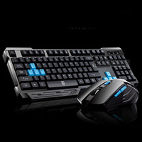 Gaming Keyboard Mouse Set Fashion 2.4G Wireless Computer Laptop PC Keypad Mice Kit for Home Office Study Gamer Black