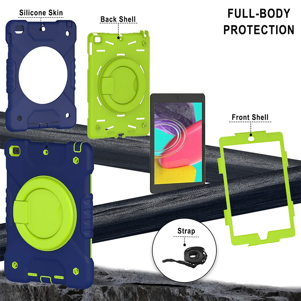 Tablet Case For iPad 9.7 Air 1 2 4 5 Pro 11 iPad 7th 8th 9th 10th 11th Gen 10.9 Cover 360 Rotating Handle Grip Shoulder Strap