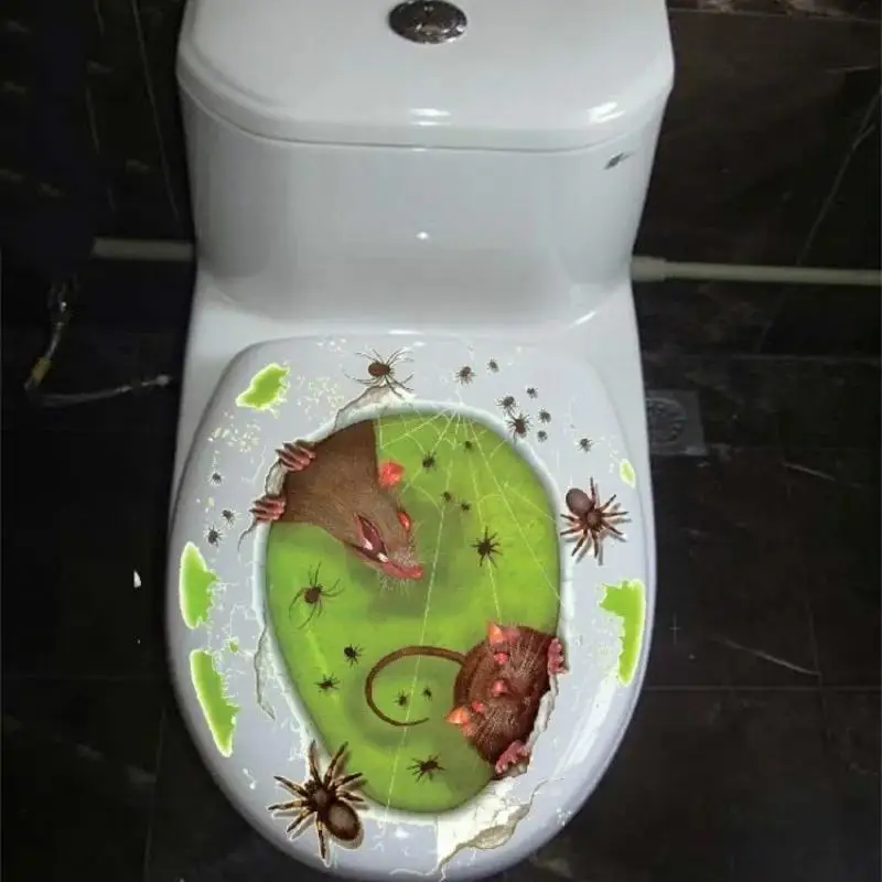 Halloween PVC Spider Toilet Stickers Translucent Waterproof Bathroom Decals Ghost Festival Door Party Decoration Props