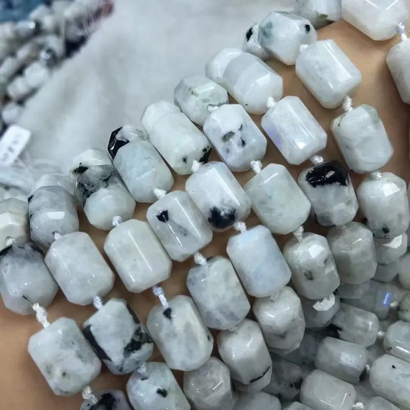 MOONSTONE faceted pillar  14*10mm 38cm for DIY jewelry making  loose beads  FPPJ wholesale nature