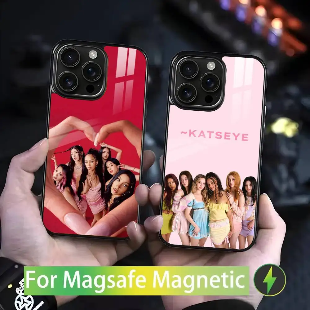 

Hot K-KATSEYE Phone Case For IPhone 17 16 15 14 13 12 11 Pro Max Plus Mini Magsafe Mirror Wireless Magnetic Cover