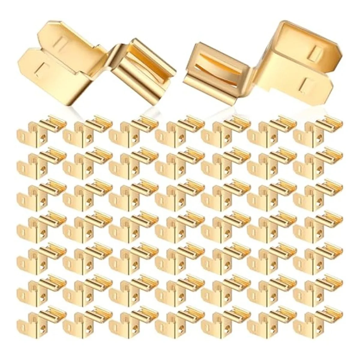 50Pcs Piggyback Spade Connectors Quick Disconnect Electrical 3 Way Adapter,1/4Inch 2 Male and 1 Female Tabs