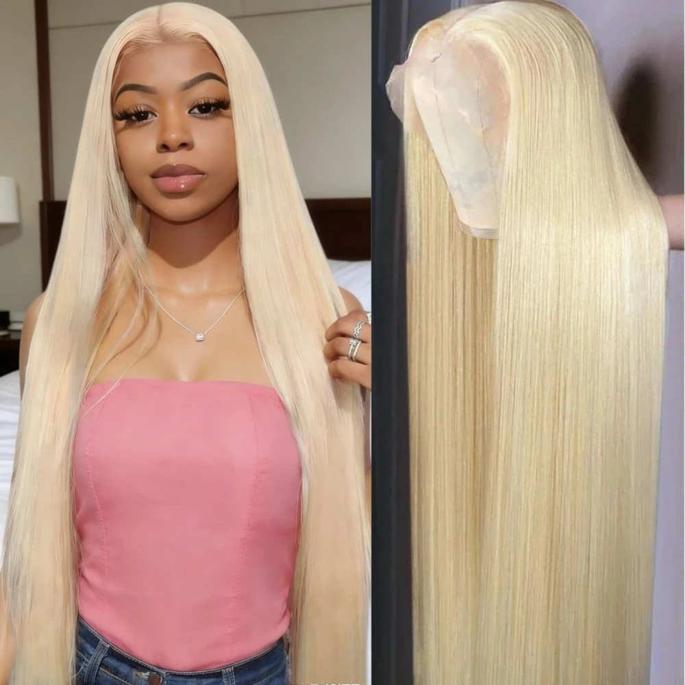 

Синтетический парик 613 Blonde Lace Front, длинные прямые волосы, термостойкое волокно, 13x4 HD, блонд, для женщин, для повседневной носки и косплея