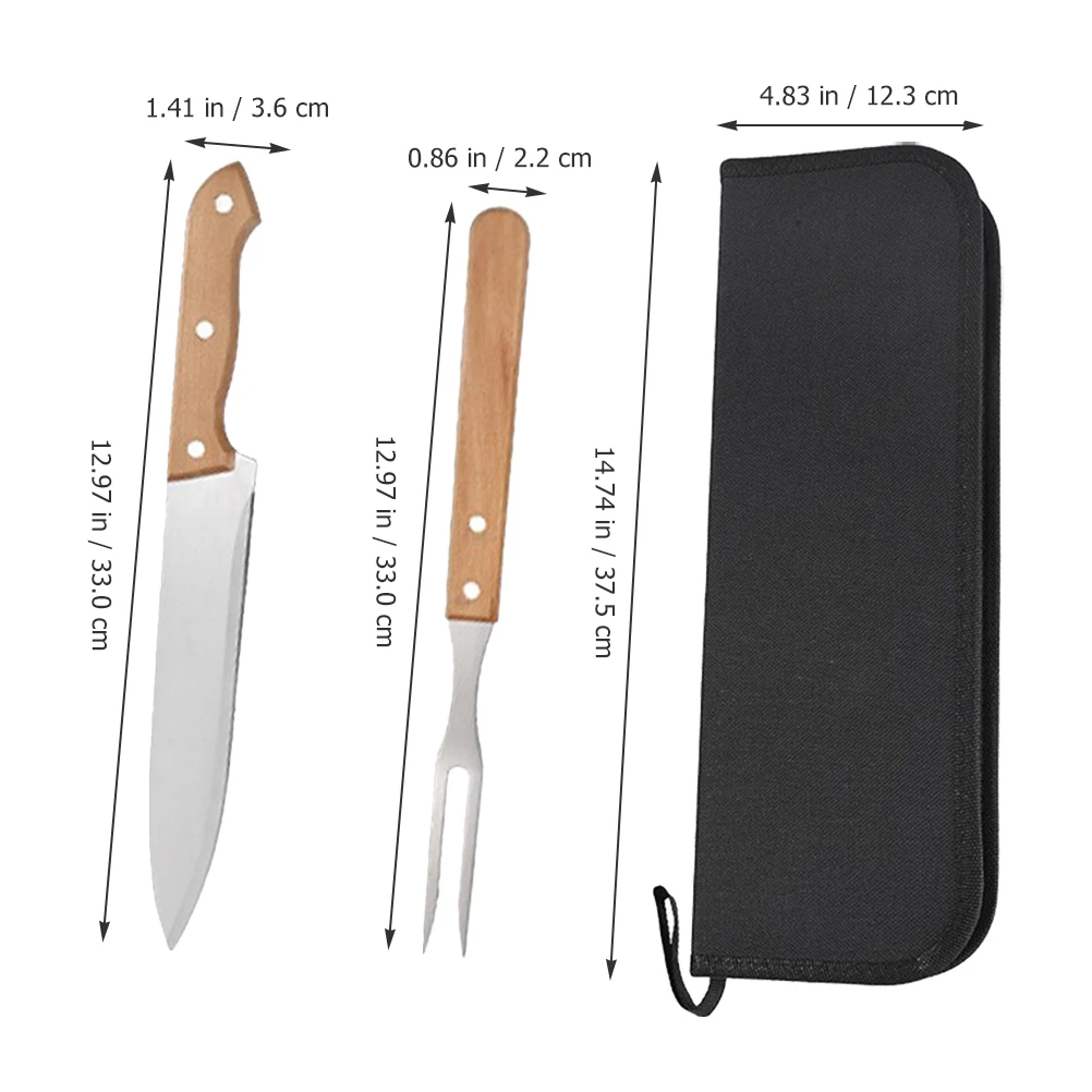 

Barbecue Knife Fork Set Stainless Steel Wood H Grill Cooking Tools Outdoor BBQ Cutlery Durable Rustproof Kitchen